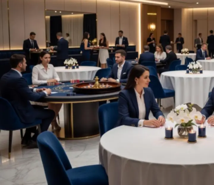 Luxusní firemní kasinový večer v moderním eventovém prostoru